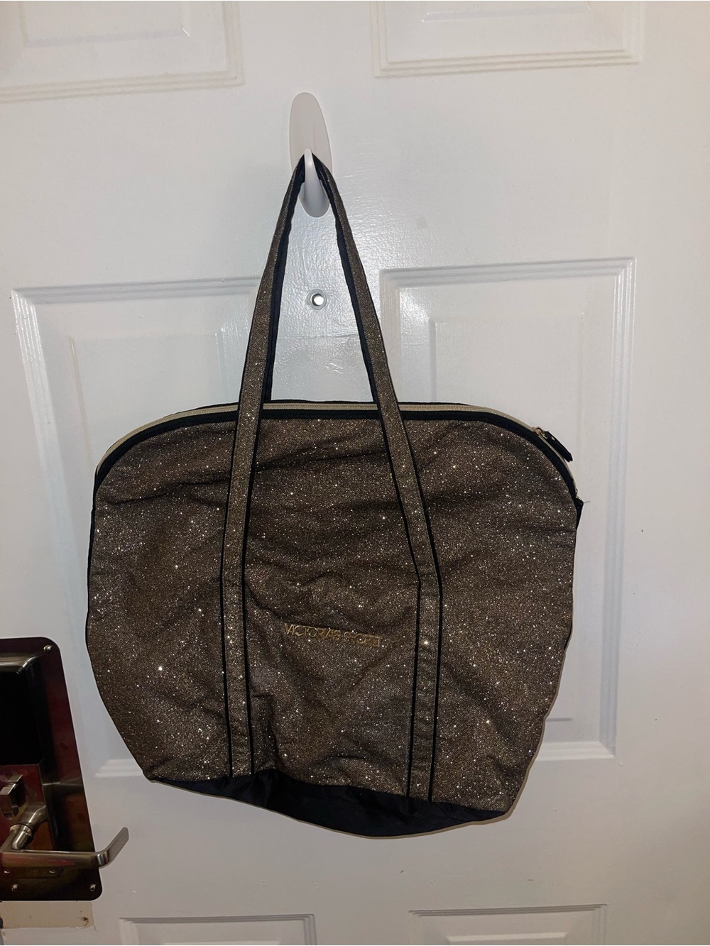 Victoria’s Secret Sparkle Tote Bag in Black & Gold